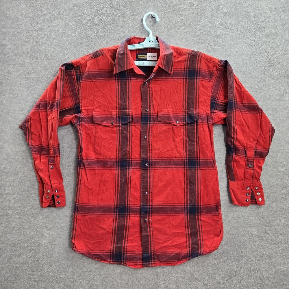 Panhandle Slim Men Button Up Shirt S‎ Red Plaid Western Pearl Snap Y2K